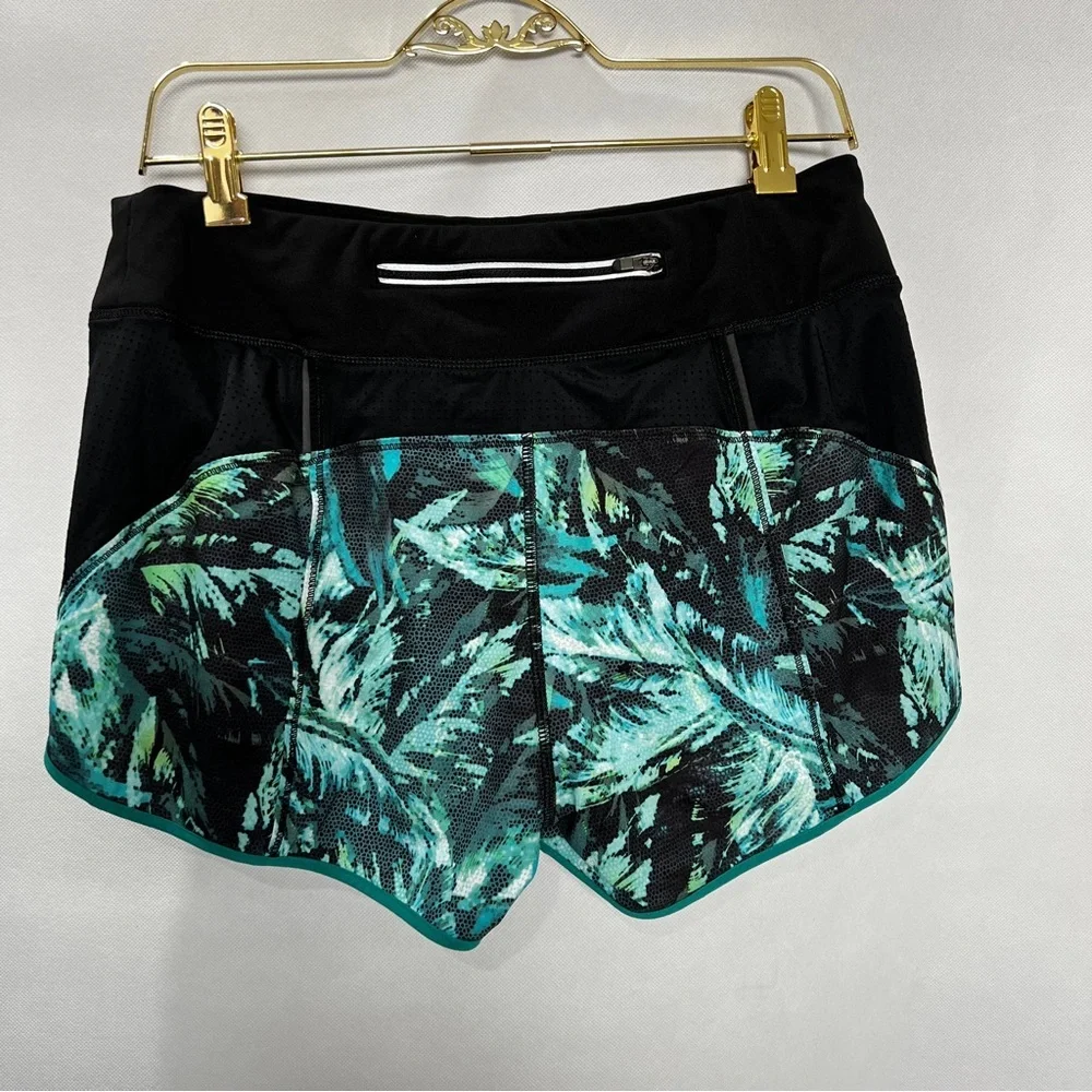Athleta Track This Run Shorts Napali Tropical Green Teal Black Size Medium - Picture 5 of 14